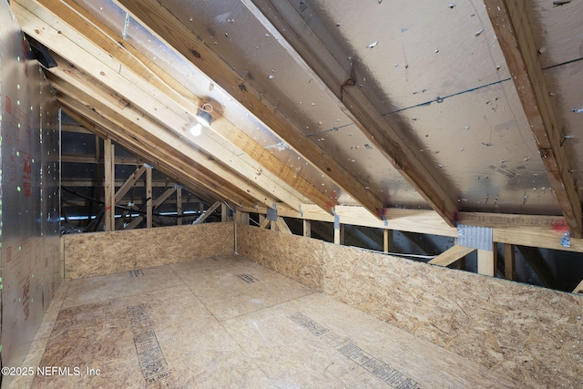 view of unfinished attic