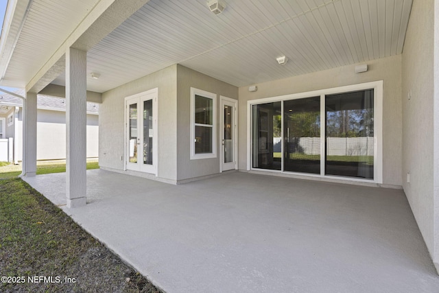 view of patio featuring french doors