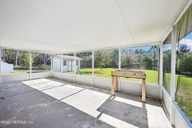 view of unfurnished sunroom