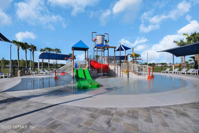 communal playground featuring a water play area