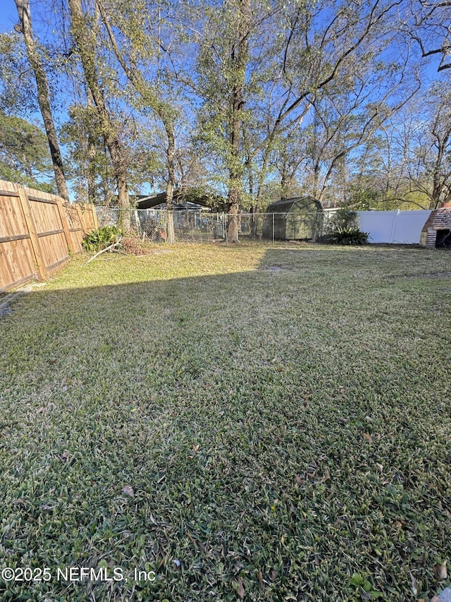 view of yard featuring a fenced backyard