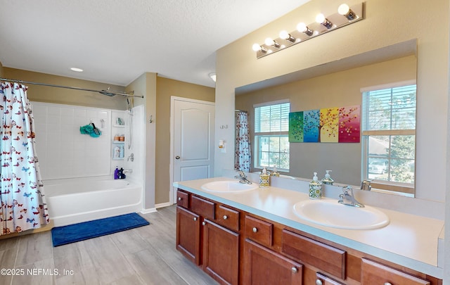 bathroom featuring a sink, a wealth of natural light, and double vanity