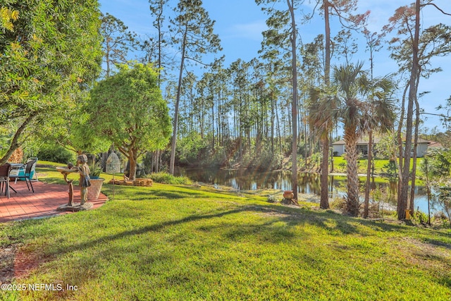 view of yard featuring a water view