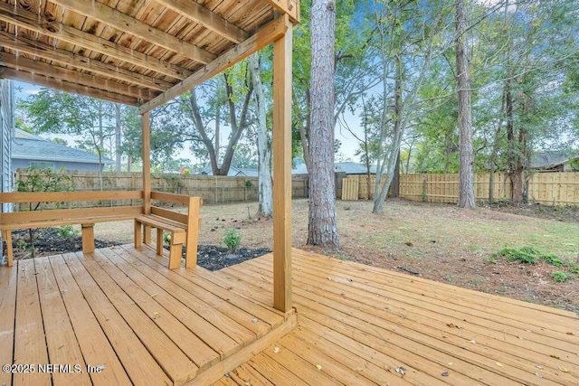 deck featuring a fenced backyard