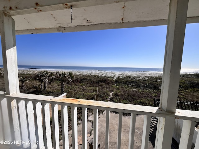 view of water feature with a view of the beach