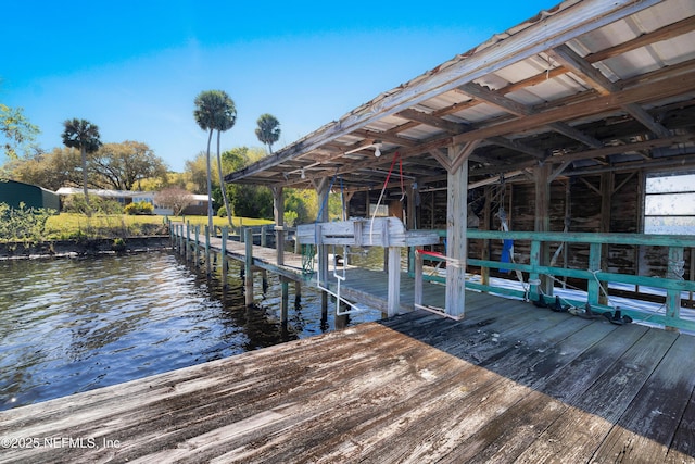 dock area featuring a water view