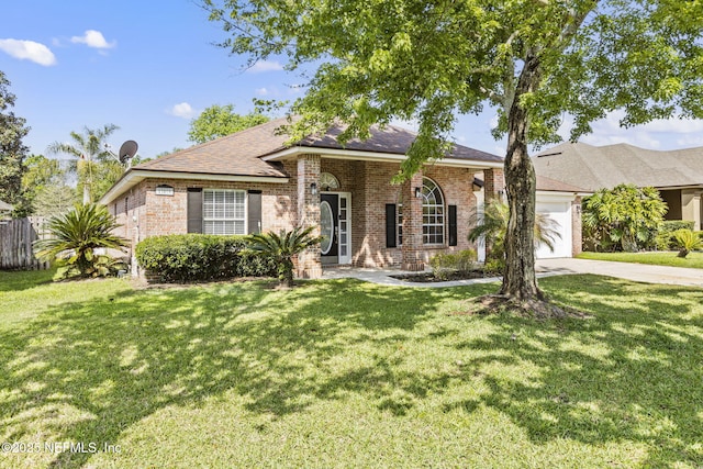 109 N Lake Cunningham Ave, Saint Johns, FL 32259 - single story home with driveway, a front yard, a garage, and brick siding