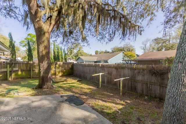 view of yard featuring a patio and a fenced backyard