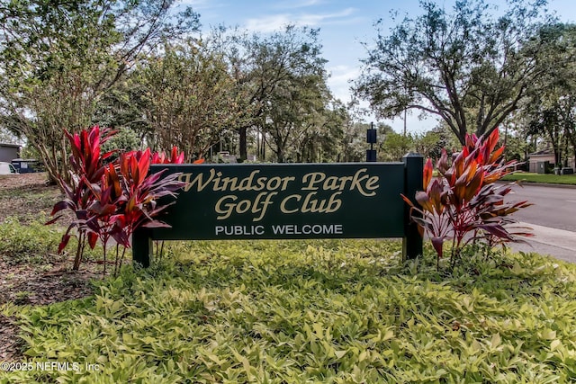 view of community sign