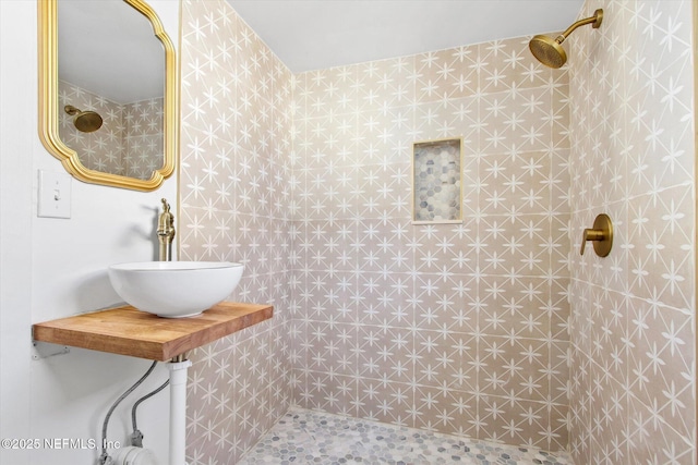 80 Anderson St, Saint Augustine, FL 32084 - bathroom with a tile shower and a sink