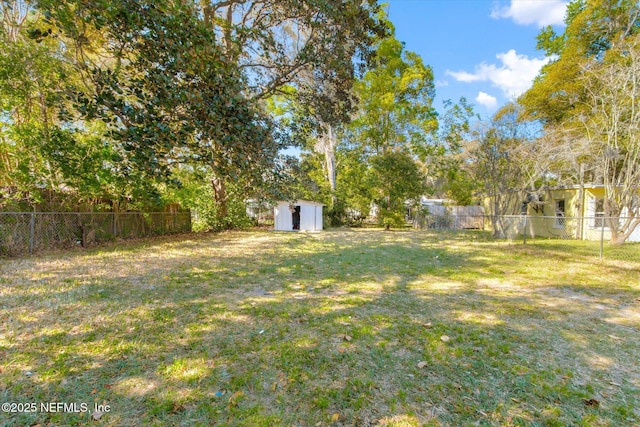 80 Anderson St, Saint Augustine, FL 32084 - view of yard featuring a storage shed, an outbuilding, and a fenced backyard