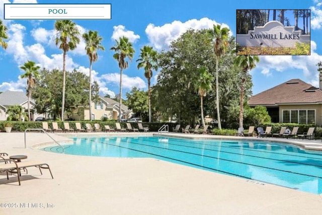 community pool with a patio