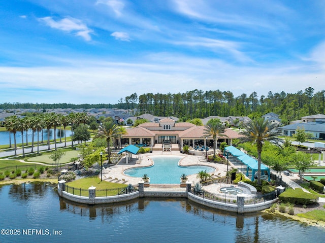 exterior space featuring a water view