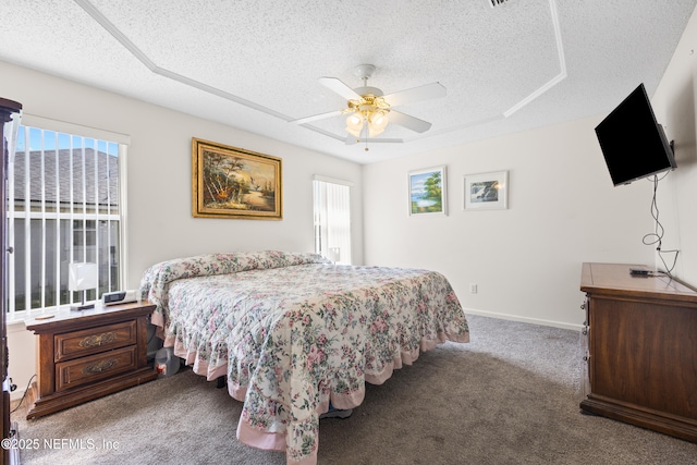 2017 Belhaven Dr, Orange Park, FL 32065 - carpeted bedroom featuring baseboards, a textured ceiling, and ceiling fan