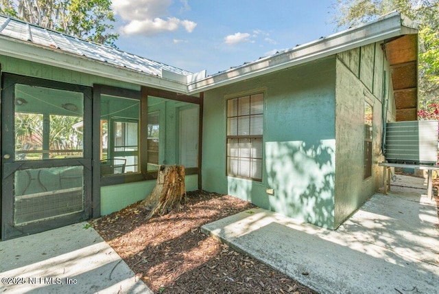 entrance to property with metal roof