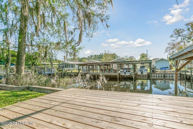 view of dock featuring a water view