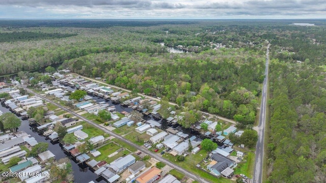 birds eye view of property with a forest view