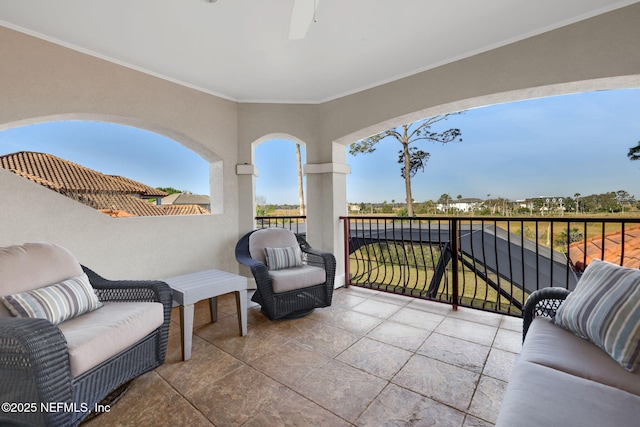 view of patio / terrace with a balcony