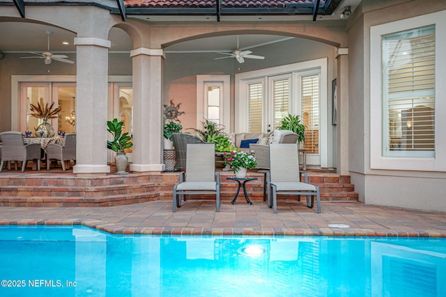 800 Hawks Nest Ct, Ponte Vedra Beach, FL 32082 - outdoor pool with ceiling fan and a patio area