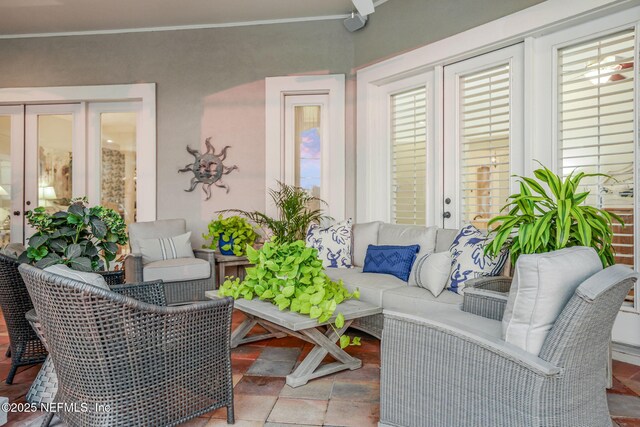 800 Hawks Nest Ct, Ponte Vedra Beach, FL 32082 - living room with french doors and crown molding