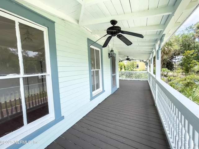 417 N 3rd St, Palatka, FL 32177 - wooden terrace with a ceiling fan