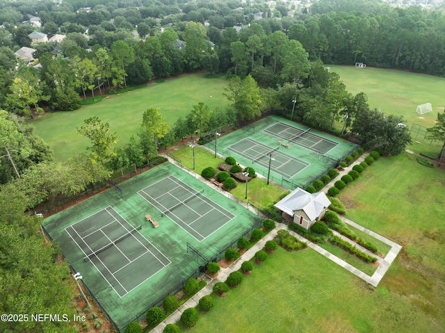 aerial view with a rural view