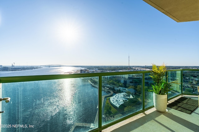 balcony with a water view