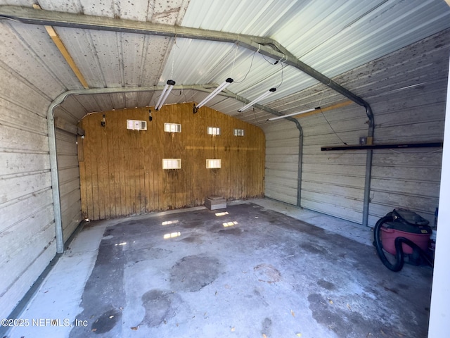 garage featuring metal wall