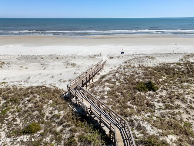 property view of water featuring a view of the beach