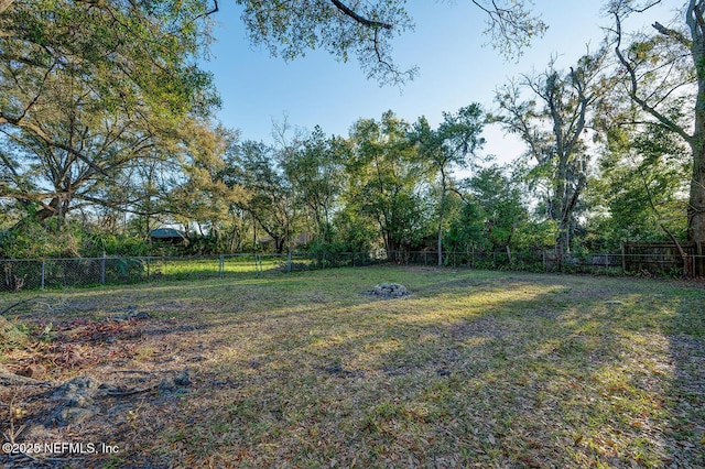 view of yard featuring a fenced backyard