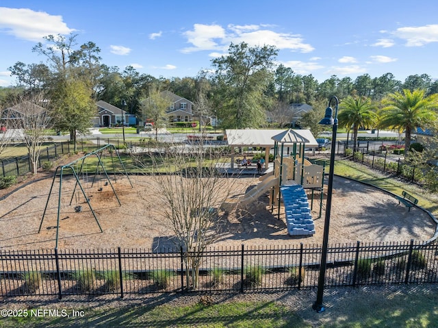 community play area with fence