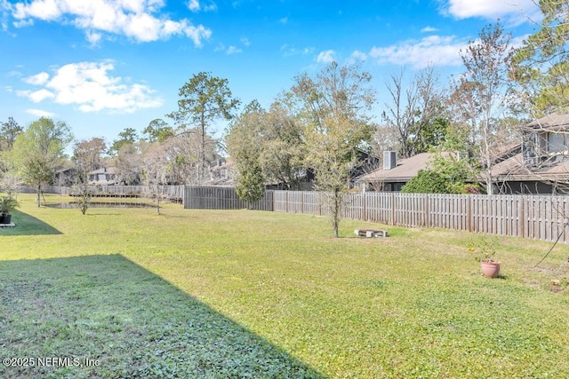 view of yard featuring a fenced backyard