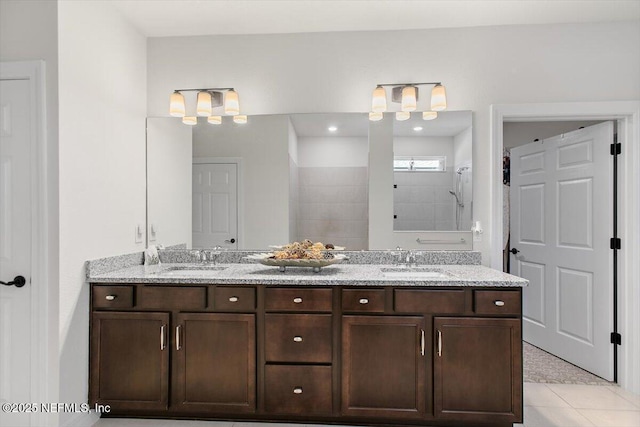 203 Country Brook Ave, Ponte Vedra, FL 32081 - full bath with double vanity, tile patterned flooring, a tile shower, and a sink