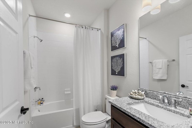 203 Country Brook Ave, Ponte Vedra, FL 32081 - bathroom with vanity, toilet, shower / tub combo with curtain, and a textured wall