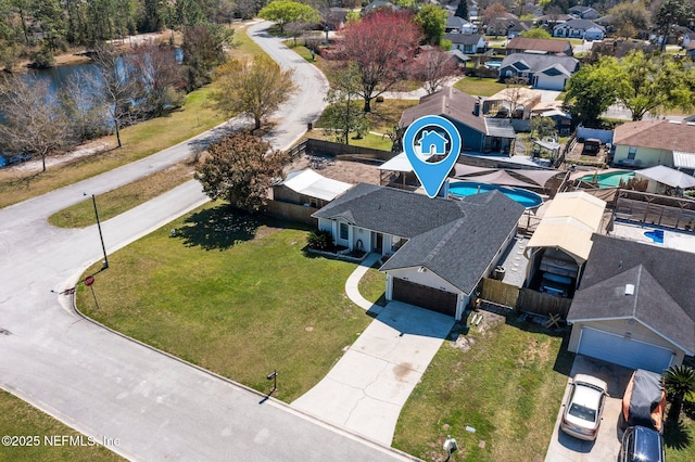 bird's eye view featuring a residential view