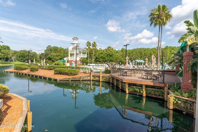 view of dock featuring a water view