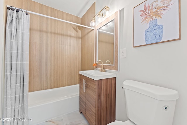 4517 Delta Ave, Jacksonville, FL 32205 - full bathroom with shower / tub combo, vanity, and marble look tiles