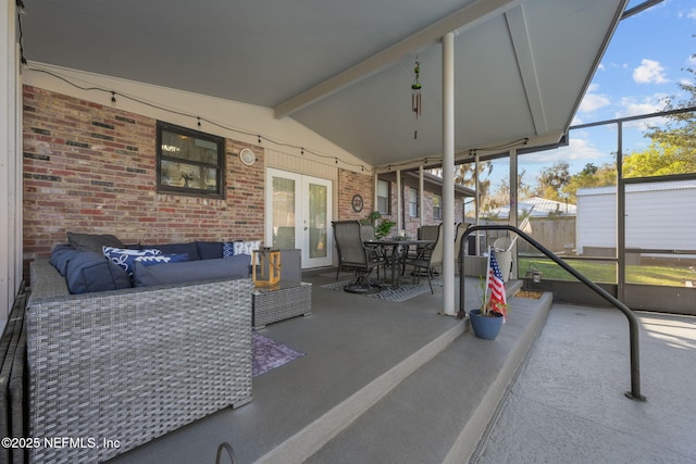 1516 Prospect St, Palatka, FL 32177 - view of patio featuring a lanai, outdoor dining area, french doors, and an outdoor hangout area