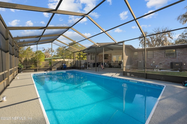 1516 Prospect St, Palatka, FL 32177 - pool featuring central air condition unit, a lanai, and a patio area