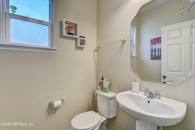 half bath featuring toilet and a sink