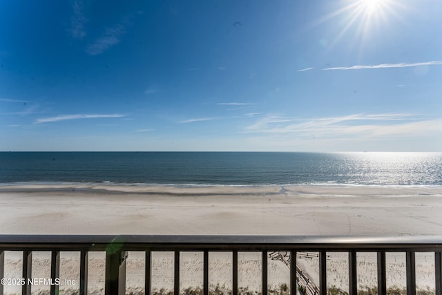 view of water feature featuring a beach view