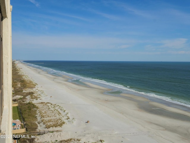 property view of water featuring a beach view