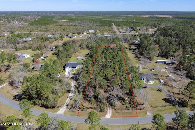 aerial view with a forest view