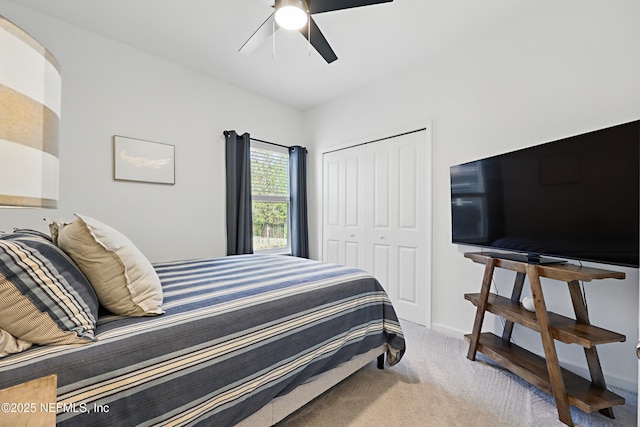 2965 Crossfield Dr, Green Cove Springs, FL 32043 - bedroom featuring a closet, baseboards, a ceiling fan, and carpet floors