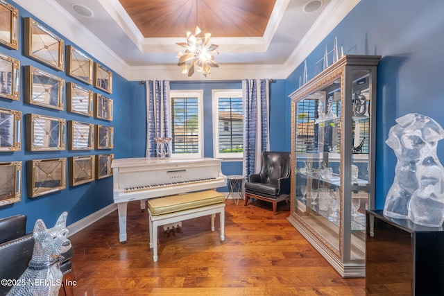 3808 Catania Pl, Jacksonville, FL 32224 - living area with a raised ceiling, an inviting chandelier, and wood finished floors