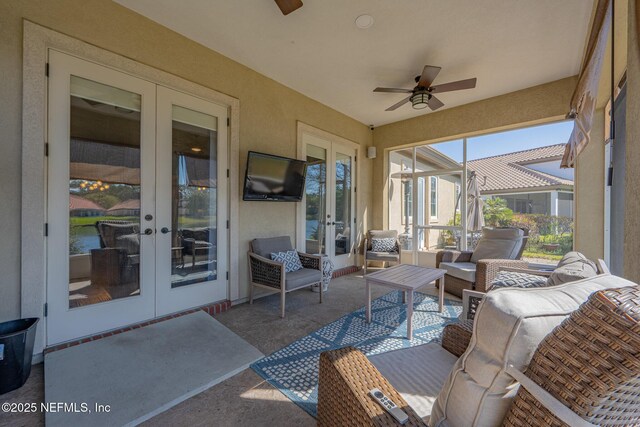 3808 Catania Pl, Jacksonville, FL 32224 - sunroom / solarium featuring french doors and ceiling fan