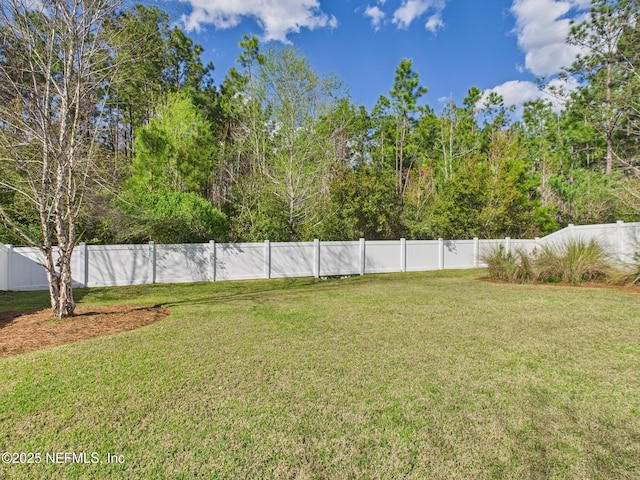view of yard featuring a fenced backyard