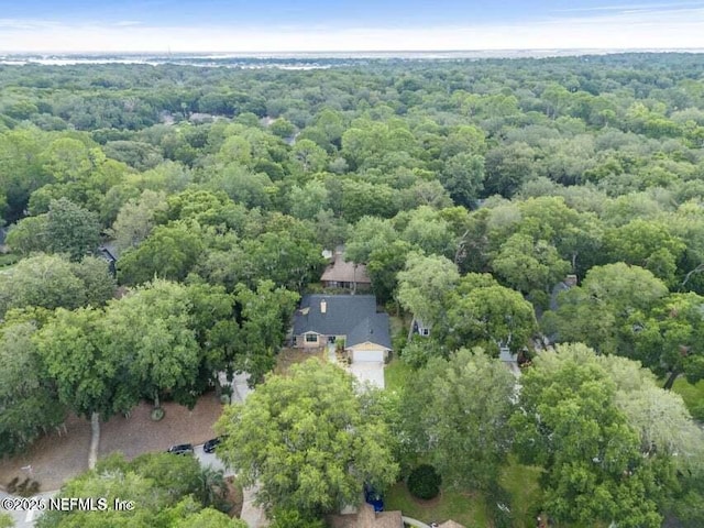 drone / aerial view with a forest view