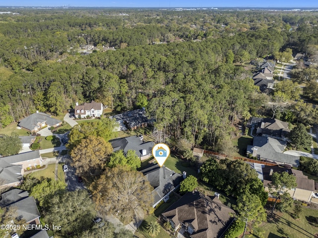 aerial view with a residential view and a forest view