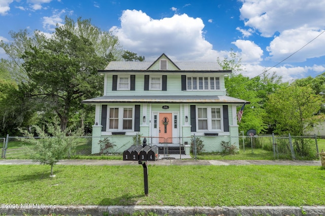 346 N Cherry St, Starke, FL 32091 - view of front of home with a front yard, a gate, and a fenced front yard